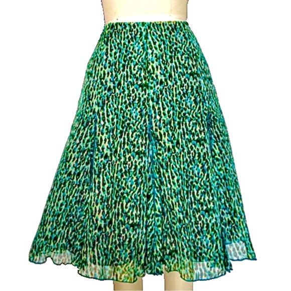 Dana Buchman Dresses & Skirts - Dana Buchman Gore panels silk lightweight midi teal animal skirt size small